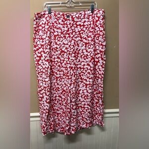 Joules Rebecca Red Floral Cropped Pants Size 14 NWT